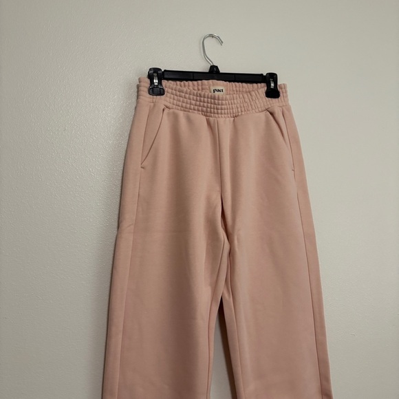NEW Pact Sz Small Blush Posey Pink Sweatpants Courtside Side Slit‎ Flare Fleece - Picture 1 of 7